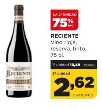 Alimerka Reciente Vino rioja, reserva, tinto 75 cl oferta
