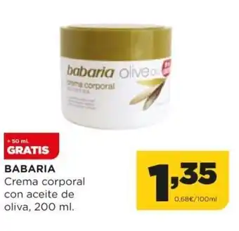 Alimerka Babaria Crema corporal con aceite de oliva, 200 ml oferta