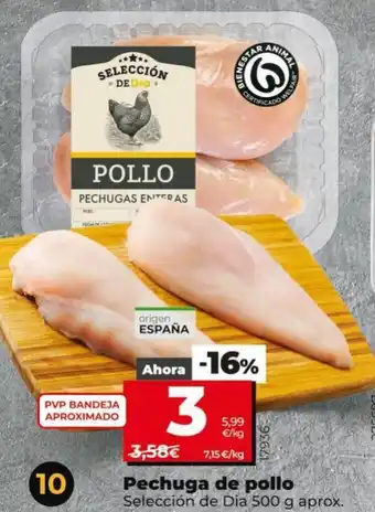 Maxi Dia Pechuga de pollo Selección de Dia 500 g aprox. oferta