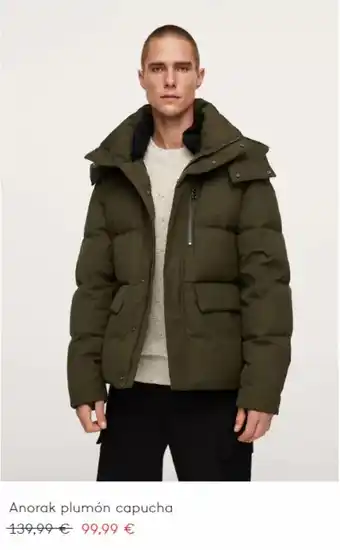 MANGO Anorak plumón capucha oferta