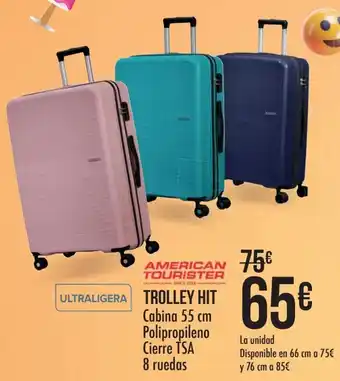 Carrefour Ultraligera Trolley Hit Cabina 55 cm Polipropileno Cierre TSA 8 ruedas oferta