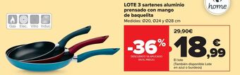 Carrefour Lote 3 sartenes aluminio prensado con mango de baquelita oferta