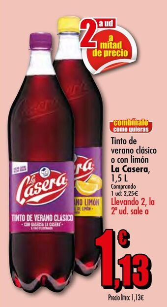 Unide Supermercados Tinto de verano clásico o con limón la casera oferta