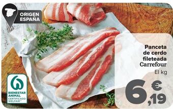 Carrefour Panceta de cerdo fileteada carrefour oferta