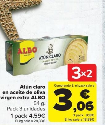 Carrefour Atún claro en aceite de oliva virgen extra albo oferta