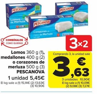Carrefour Lomos, medallones o corazones de merluza pescanova oferta