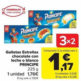 Carrefour Galletas estrellas chocolate con leche o blanco principe oferta