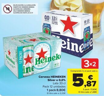 Carrefour Cerveza heineken silver o 0,0 oferta
