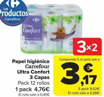 Carrefour Papel higiénico carrefour ultra confort 3 capas oferta