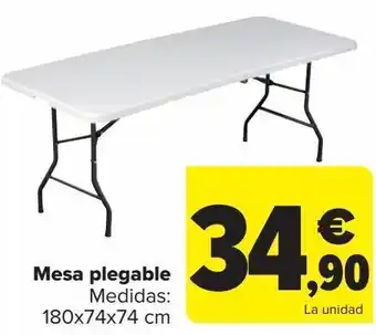 Carrefour Mesa plegable medidas 180x74x74cm oferta