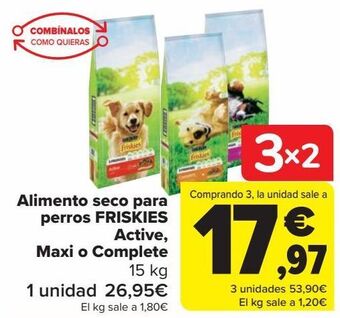Carrefour Alimento seco para perros friskies active, maxi o complete oferta