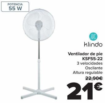 Carrefour Klindo ventilador de pie ksf55-22 oferta