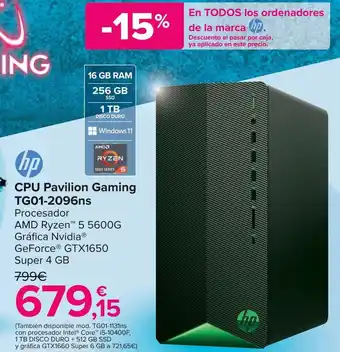 Carrefour Cpu pavilion gaming tg01-2096ns oferta