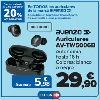 Carrefour Avenzo auriculares av-tw5006b oferta