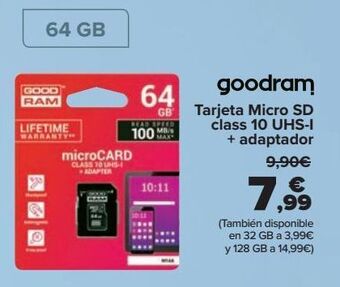 Carrefour Goodram tarjeta micro sd class 10 uhs-i + adaptador oferta