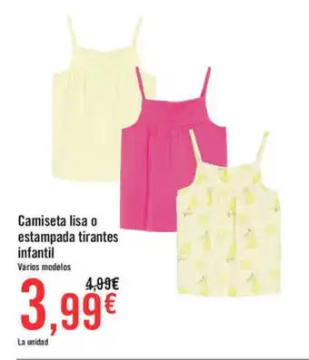 Carrefour Camiseta llisa o estampada tirantes infantil oferta