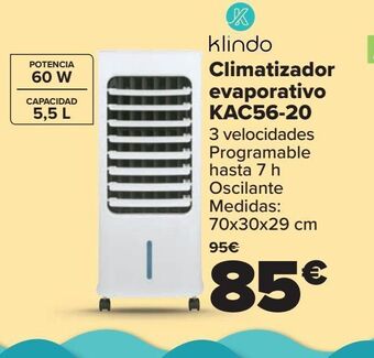 Carrefour Klindo climatizador evaporativo kac56-20 oferta