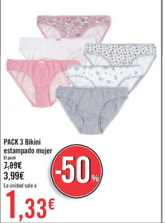 Carrefour Pack 3 bikini estampado mujer oferta