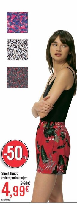 Carrefour Short fluido estampado mujer oferta