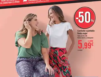 Carrefour Camiseta o pantalón fluido mujer oferta