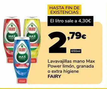 Supeco Lavavajillas mano max power limón, granada o extra higiene fairy oferta