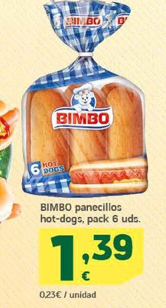 HiperDino Bimbo panecillos hot-dogs, pack 6 uds. oferta