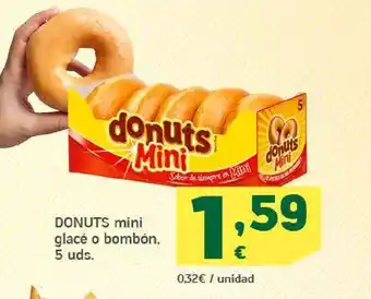 HiperDino Donuts mini glacé o bombón, 5 uds oferta