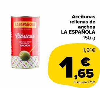 Carrefour Market Aceitunas rellenas de anchoa la española 150 g oferta
