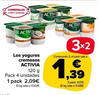 Carrefour Market Los yogures cremosos activia 120 g pack 4 unidades oferta