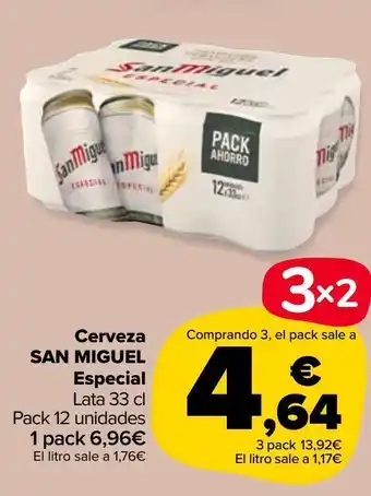 Carrefour Market Cerveza san miguel especial lata 33 cl pack 12 unidades oferta