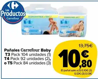 Carrefour Market Pañales carrefour baby t3 pack 104 unidades, t4 pack 92 unidades o t5 pack 84 unidades oferta