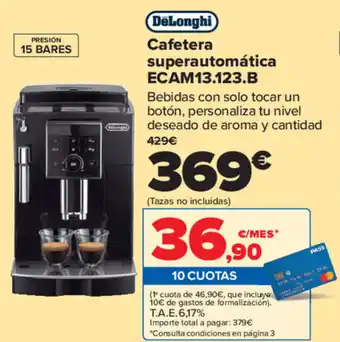 Carrefour DeLonghi Cafetera superautomática ECAM13.123,B 15 Bares oferta