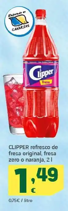 HiperDino Clipper refresco de fresa original, fresa zero o naranja, 2 l oferta
