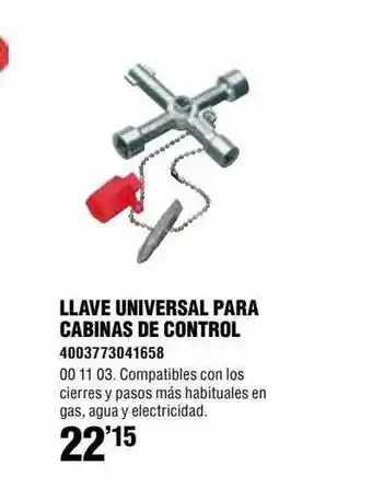 Optimus Llave Universal Para Cabinas De Control oferta