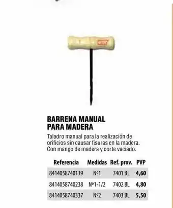 Optimus Barrena Manual Para Madera oferta