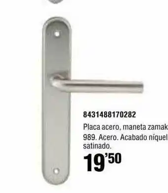 Optimus Placa Acero Maneta 989 Acero oferta