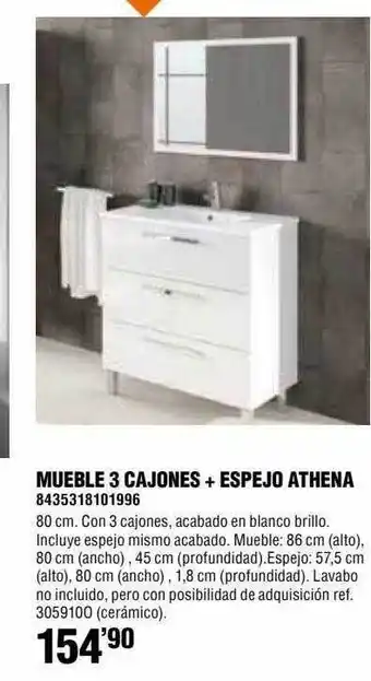 Optimus Mueble 3 Cajones + Espejo Athena oferta