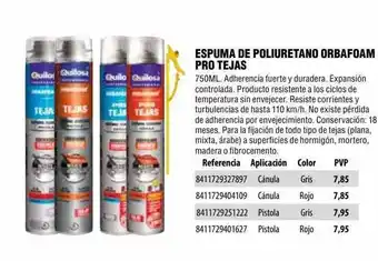 Optimus Espuma De Poliuretano Orbafoam Pro Tejas oferta