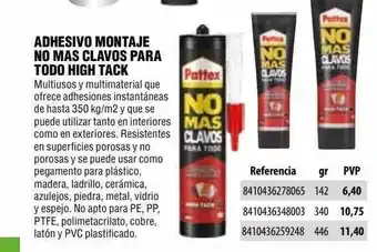 Optimus Adhesivo Montaje No Mas Clavos Para Todo High Tack oferta