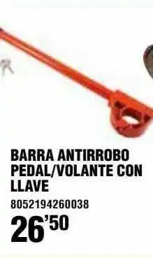 Optimus Barra Antirrobo Pedal Volante Con Llave oferta