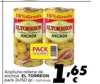 Supermercados Piedra Aceituna Rellena De Anchoa El Torreon oferta