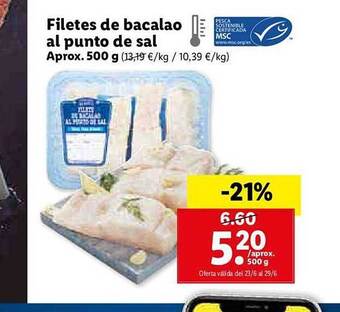 Lidl Filetes De Bacalao Al Punto De Sal oferta