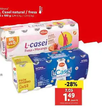 Lidl Milbona L-casei Natural O Fresa oferta