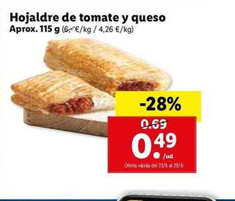 Lidl Hojaldre De Tomate Y Queso oferta