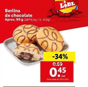 Lidl Berlina De Chocolate oferta