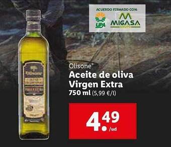 Lidl Olisone Aceite De Oliva Virgen Extra oferta