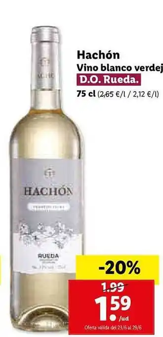 Lidl Hachón Vino Blanco Verdej D.o. Rueda oferta