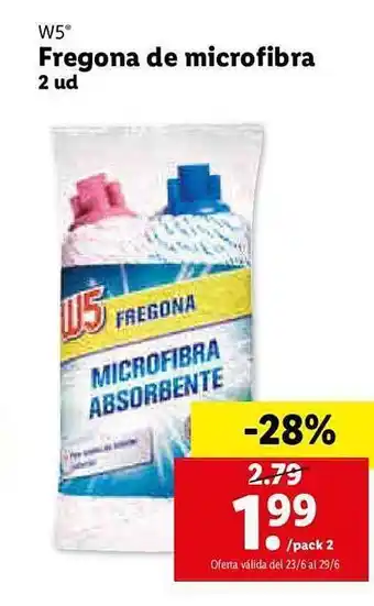 Lidl W5 Fregona De Microfibra 2 Ud oferta