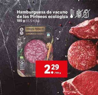 Lidl Hamburguesa De Vacuno De Los Pirineos Ecológica oferta
