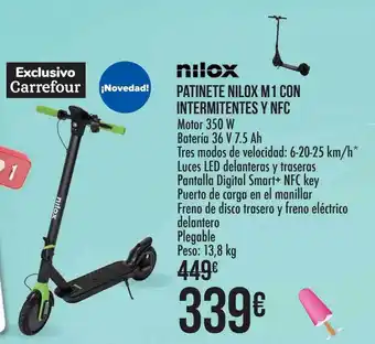 Carrefour Nilox Patinete Nilox M1 Con Intermitentes Y Nfc oferta